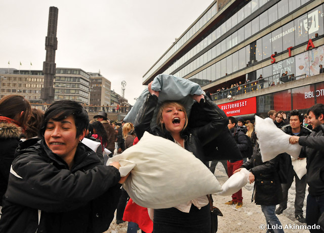 Pillow Fight Day in Stockholm - Photography by Lola Akinmade Akerstrom Pillow Fight Day in Stockholm - Photography by Lola Akinmade Akerstrom